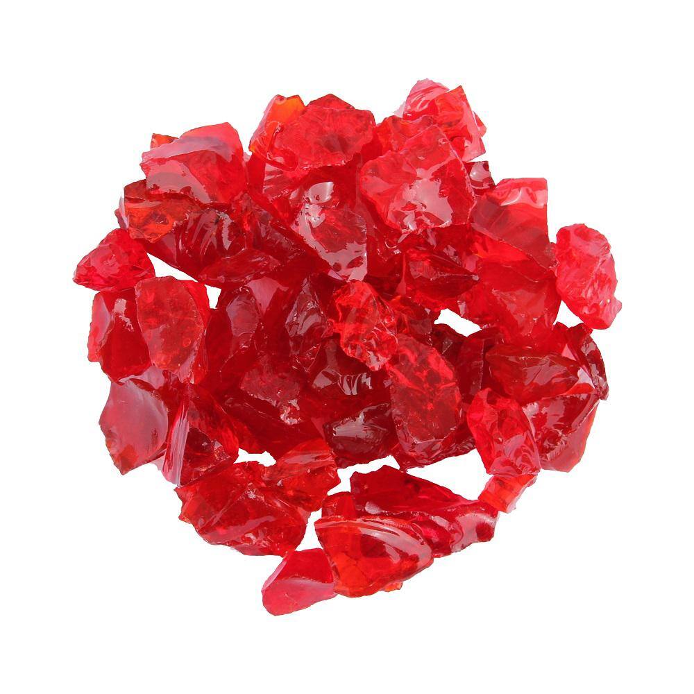 Red Recycled Glass Fire Pit Filler, 20 lbs