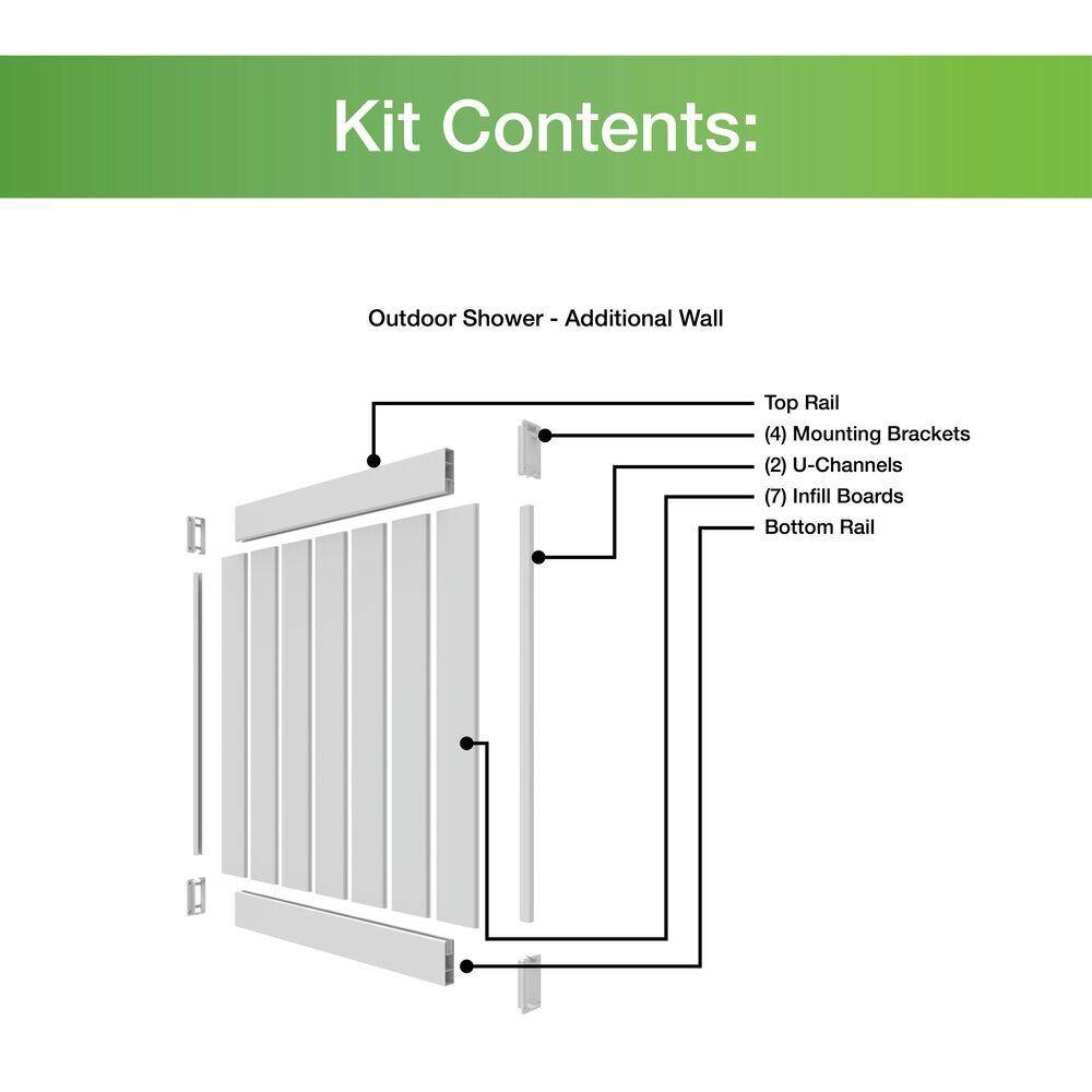 5 ft x 3.5 ft White Vinyl Privacy Fence Panel