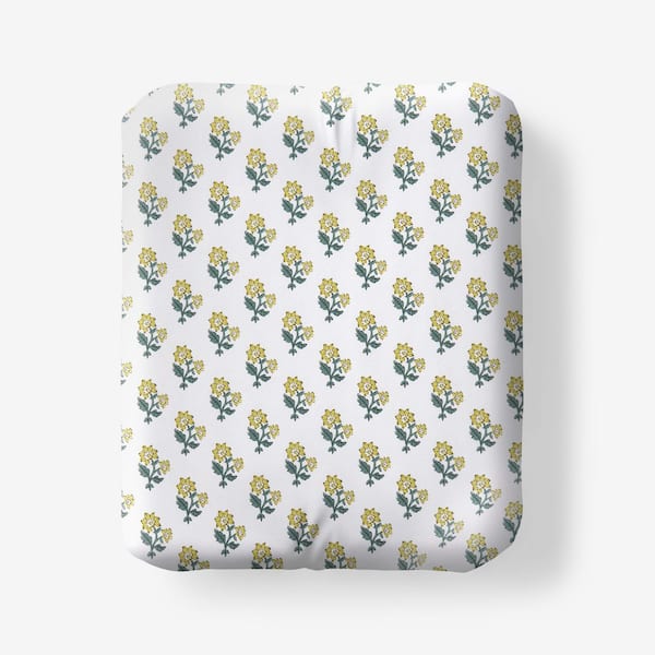 Company Cotton Suhana Garment Wash Yellow Cotton Percale Queen Fitted Sheet