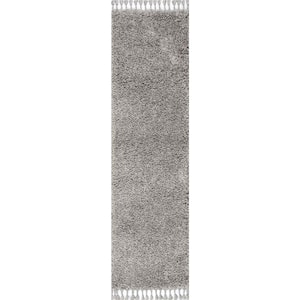 Mercer Shag Plush Tassel Grey 2 ft. x 8 ft. Runner Rug
