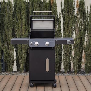 Mesa 2-Burner Propane Gas Grill in Black with Clear View Lid and LED Controls