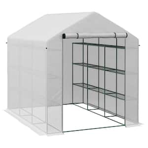95.25 in. x 70.75 in. x 82.75 in. Steel, PE White Lean to Greenhouse