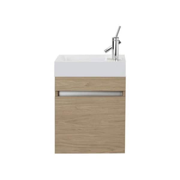 Piccolo 18 in. W x 10 in. D x 25 in. H S/Sink Wall Bath Vanity in Casting Light with Cultured Marble Top in White