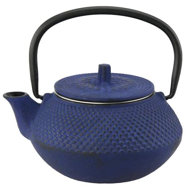 Kyusu Blue Cast Iron 10 oz. Tea Pot with Removable Stainless Steel Infuser Basket