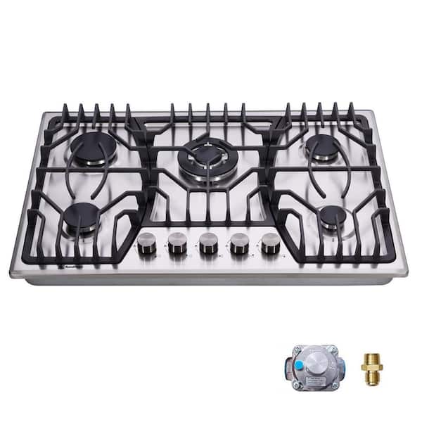 Unbranded 30 in. 5-Burners Recessed Gas Cooktop in Stainless Steel with Thermocouple Protection for Kitchen