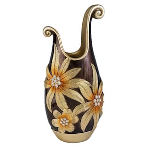 Golden Demeter Brown Polyresin Decorative Vase