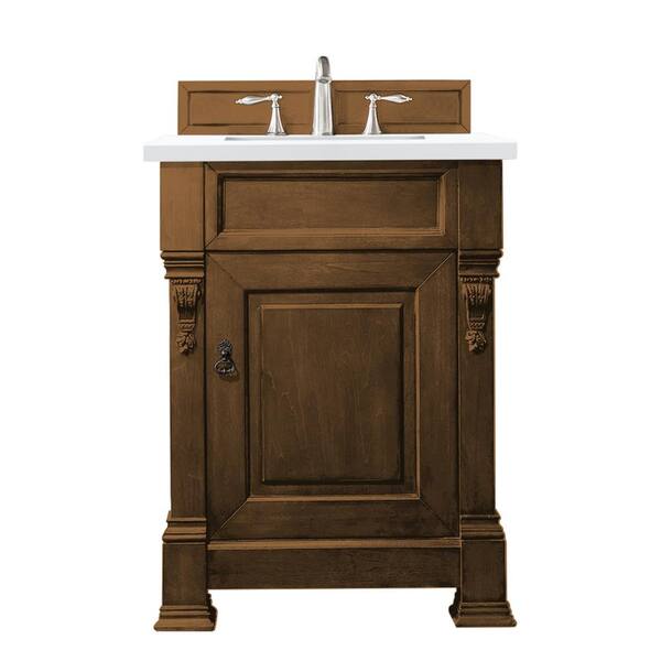 James Martin Vanities Brookfield 26 in. W x 23.5 in. D x 34.3 in. H Single Vanity in Country Oak with Quartz Vanity Top in Classic White
