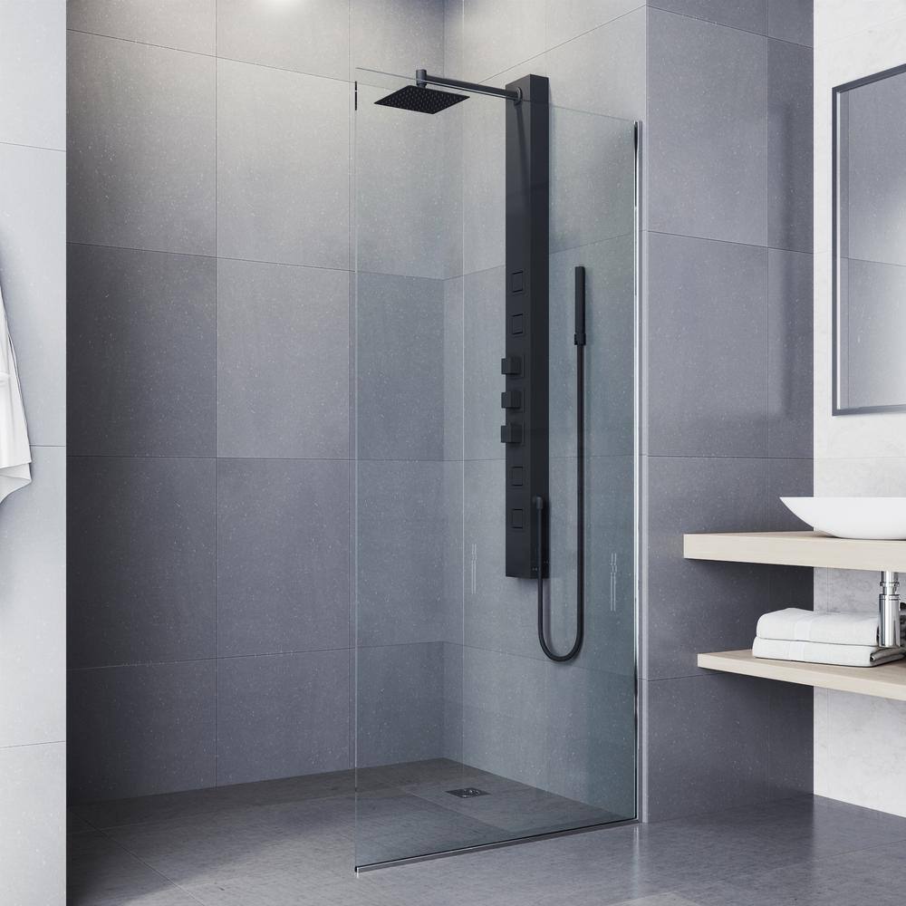 Sutton Matte Black 58" Shower Panel with Hand Shower and Jets