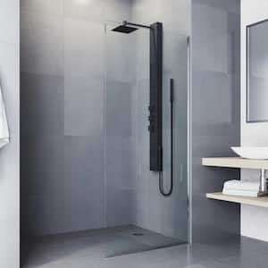 Sutton 58 in. x 5 in. 4-Jet High Pressure Shower Panel System with Square Fixed Rainhead in Matte Black