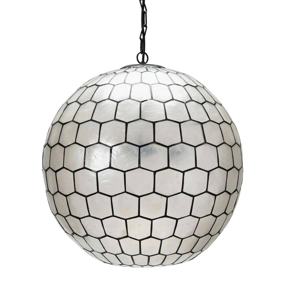 Black Capiz Globe Pendant Light with LED and Incandescent Options