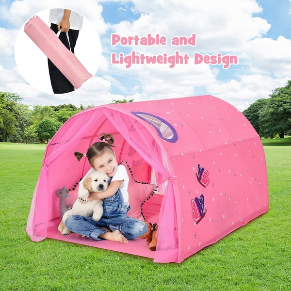 Costway Pink 2-Person Fabric Kids Bed Tent Play Tent with Carry Bag  TY328040PI - The Home Depot
