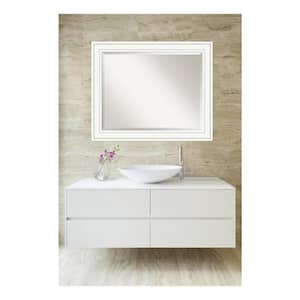 Craftsman White 33 in. x 27 in. Beveled Rectangle Wood Framed Bathroom Wall Mirror in White