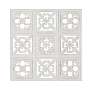29 in. x 29 in. White Wood Traditional Abstract Wall Decor