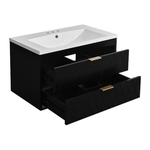 COWLOWN 30 in. W x 18 in. D x 19 in. H Bathroom Black Linen Cabinet