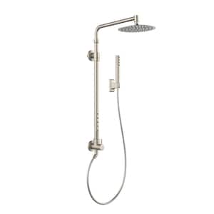Atlantis 1-Spray Setting 1.8 GPM Wall Mounted 10 in. Fixed and Handheld Shower Head with Body Jets in Brushed Nickel