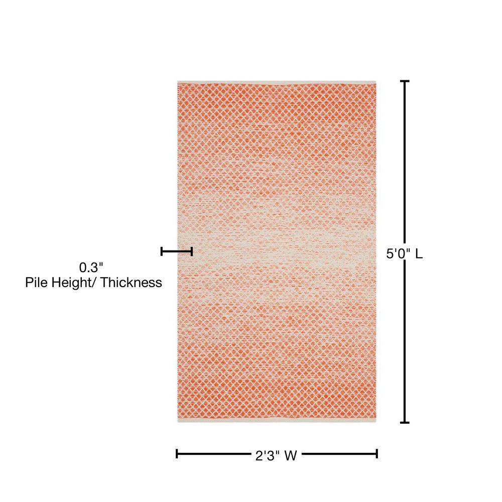 Handwoven Orange and Ivory Cotton Flatweave Rug, 2'3" x 5'