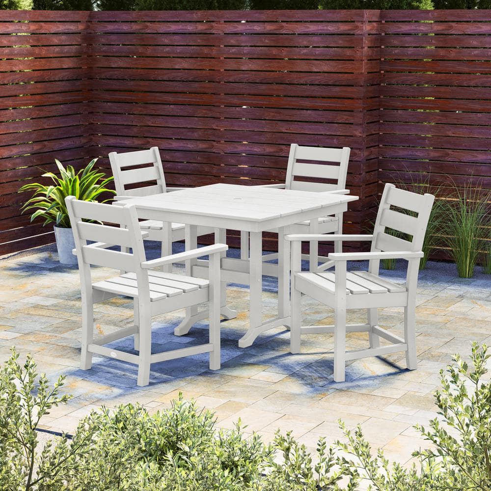 POLYWOOD Grant Park 5-Piece Plastic Outdoor Dining Arm Chair Set