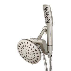12-Spray Patterns with 1.8 GPM 7 in. Wall Mount High Pressure Dual Shower Head and Wand Shower Head in Brushed Nickel