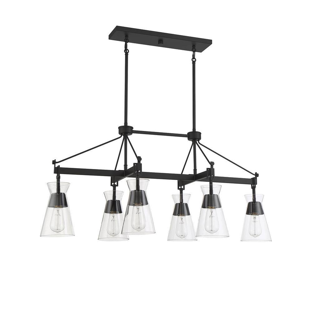 Lakewood Mid-Century Modern Matte Black 6-Light Chandelier