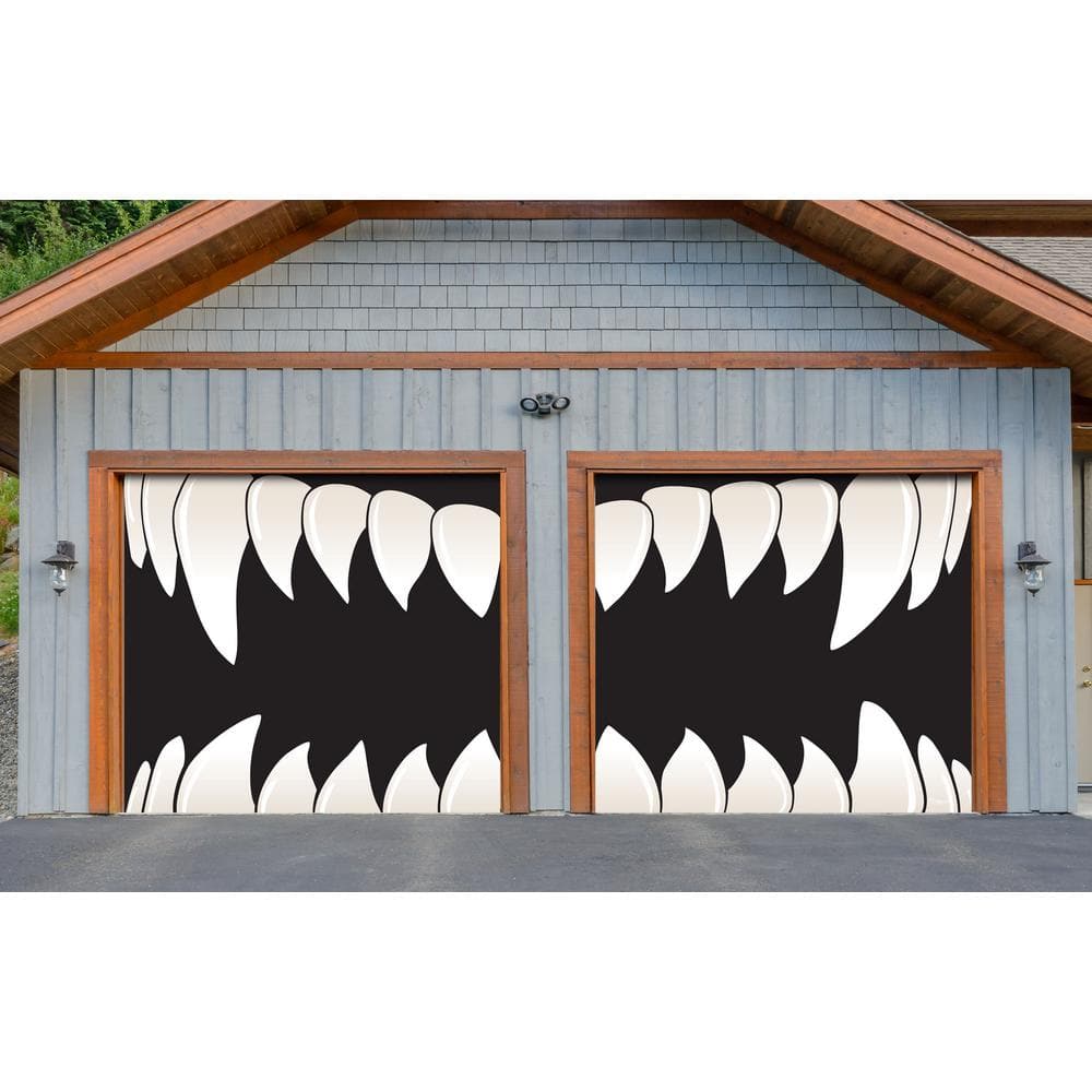 My Door Decor 7 ft. x 8 ft. Halloween Scary Teeth Halloween Garage ...