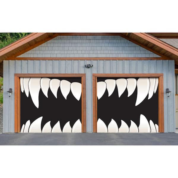 My Door Decor 7 ft. x 8 ft. Halloween Scary Teeth Halloween Garage Door Decor Mural for Split Car Garage