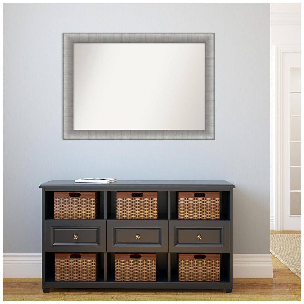 Elegant Brushed Pewter 41" x 29" Non-Beveled Wall Mirror