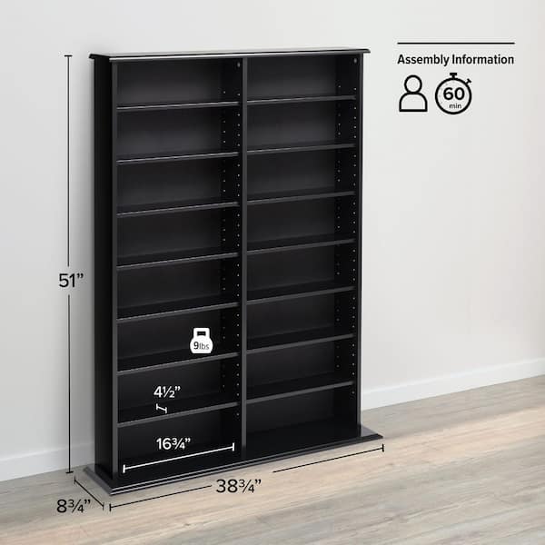 2個セット　TAPEX CD ラック　ブラック キャビネット 上部付き Prepac Black 2-Column Display Cabinet, Storage Cabinet, CD Storage