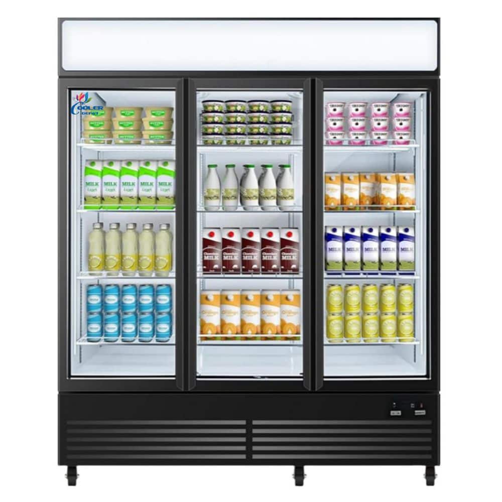 64 in. 49.8 cu. ft. Commercial Refrigerator Merchandiser 3 Glass Door in Black Stainless Steel
