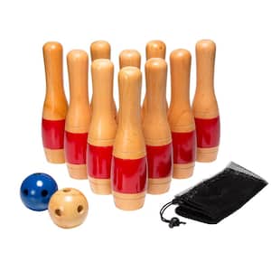 11 in. Wooden Lawn Bowling Set
