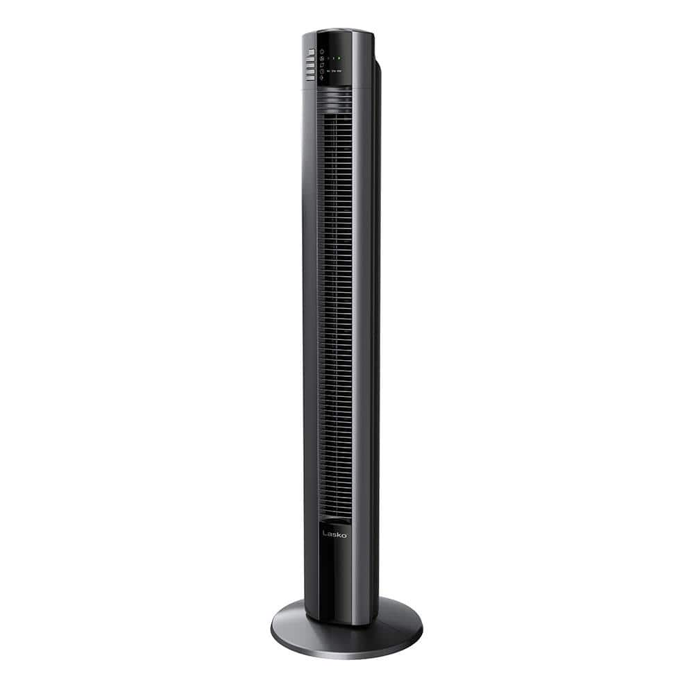 Lasko 13 in. 3-Speed Oscillating Tower Fan in Black T48312 - The Home Depot