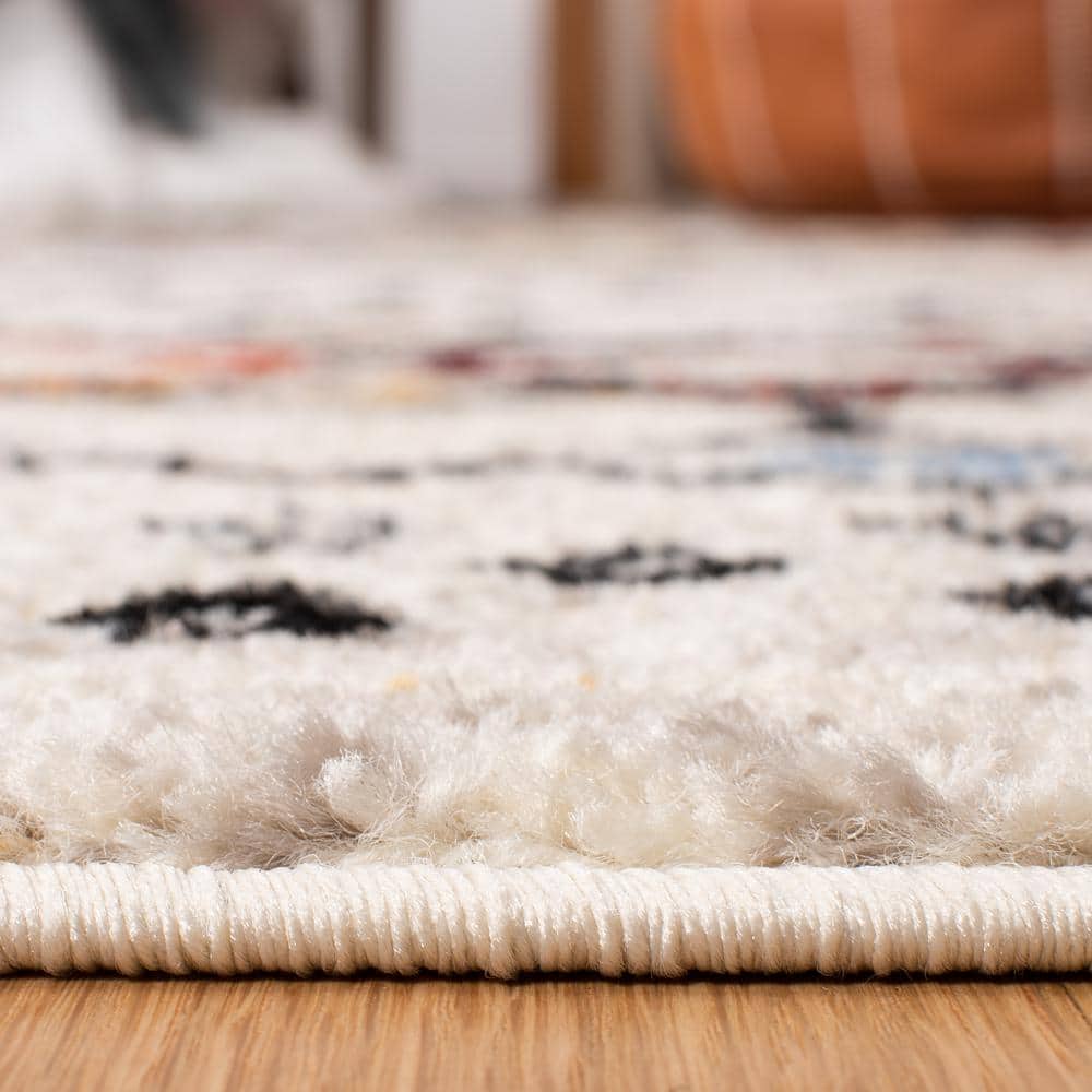 Ivory and Multicolor Synthetic Square Area Rug, 4' x 4'