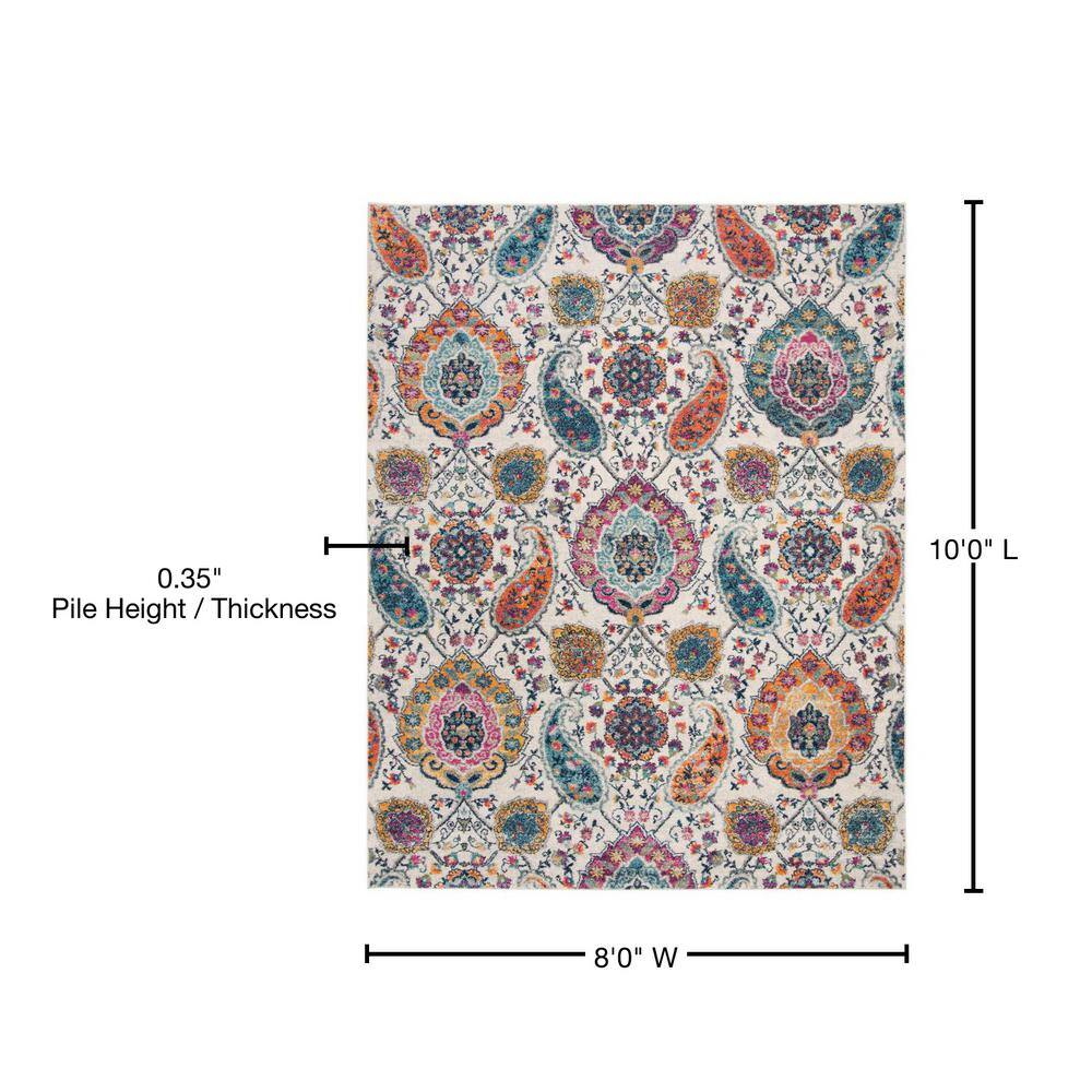 Madison Cream and Multicolor 8' x 10' Synthetic Area Rug