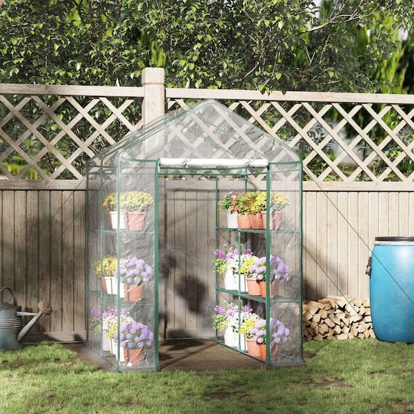 サニーレタスマントルピース Outsunny 56.4 in. x 56.4 in. x 76.8 in. 3-Tier 8-Shelf Outdoor