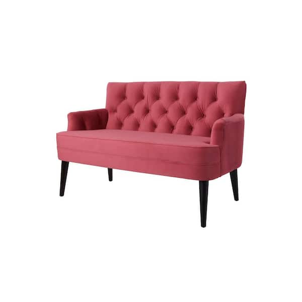 Jennifer Taylor Jared 52 in. Garnet Rose Button Tufted Velvet 2-Seater Settee with Square Arms