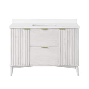 Gabi 48 in. W x 22 in. D x 34.5 in. H Single Sink Bath Vanity in Nordic Wood with White Engineered Marble Top