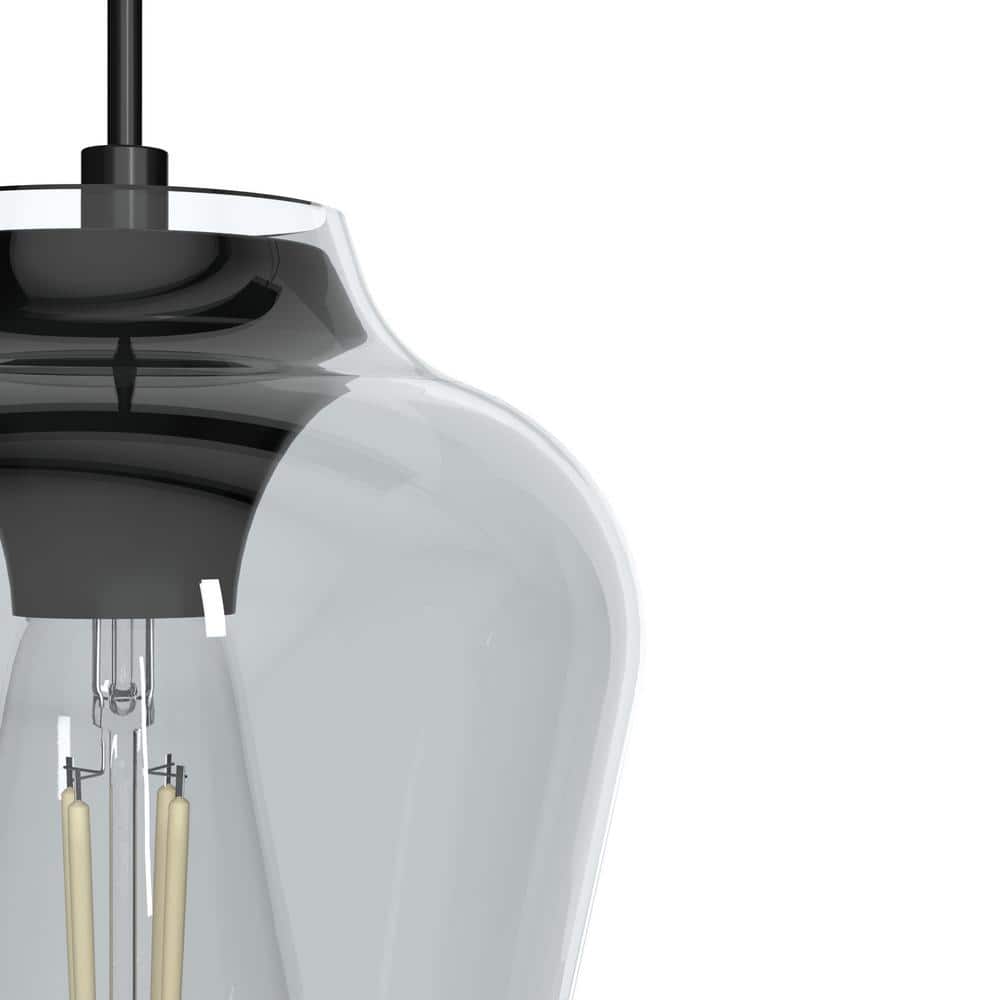 Vidria Matte Black 3-Light Glass Cluster Pendant Fixture