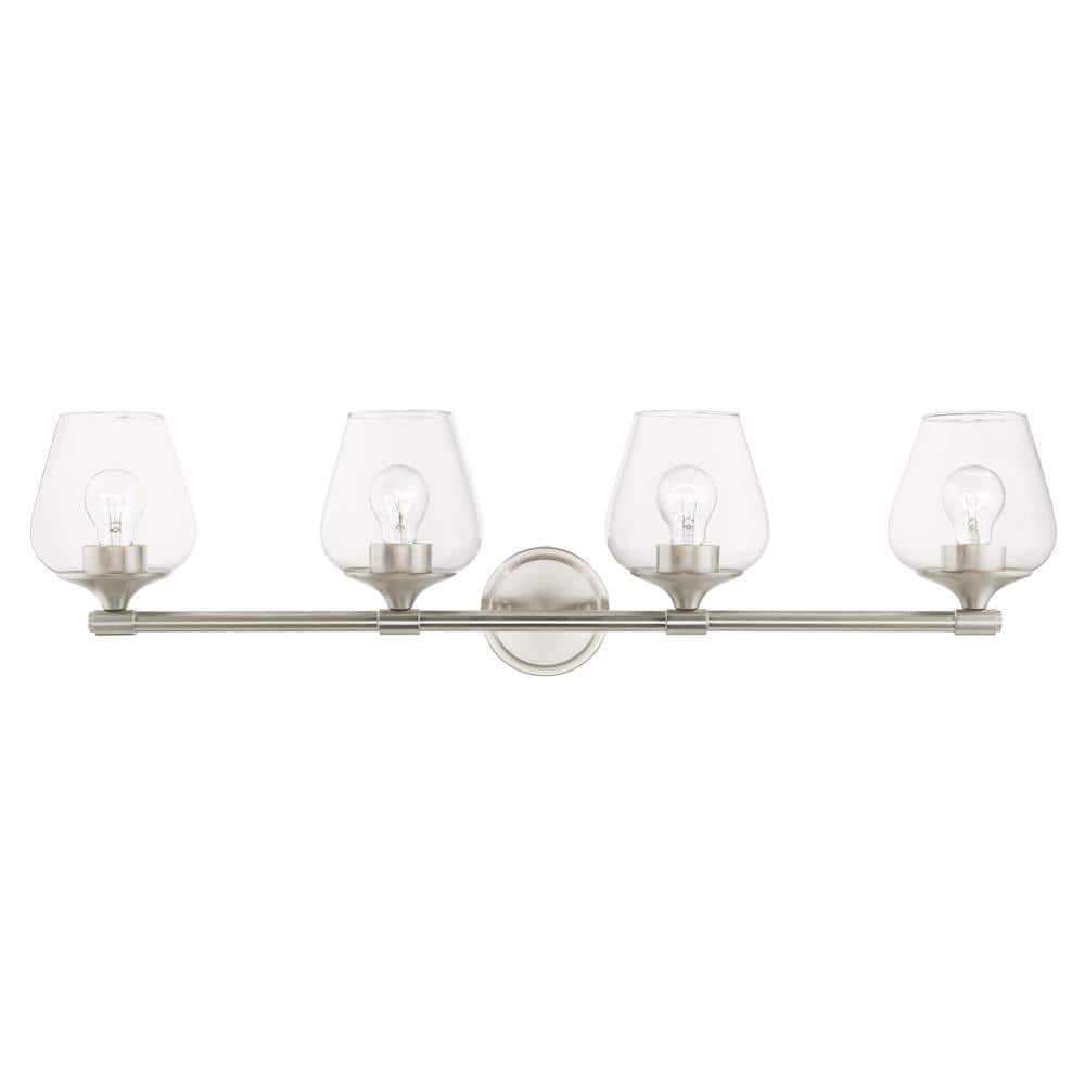 Willow Brushed Nickel 4-Light Vanity with Clear Glass Shades
