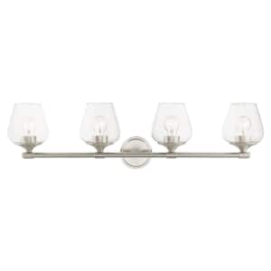Hillbrook 35.5 in. 4-Light Brushed Nickel Vanity Light with Clear Glass Shades