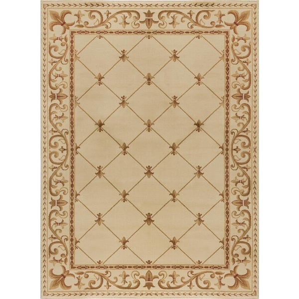 Tayse Rugs Sensation Border Ivory 9 ft. x 12 ft. Indoor Area Rug