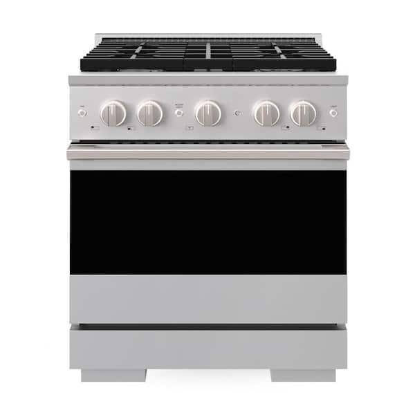 30 in. 4.2 cu. ft. Marino Freestanding Gas Range with Convection Gas Oven in Stainless Steel with 4 Brass Burners