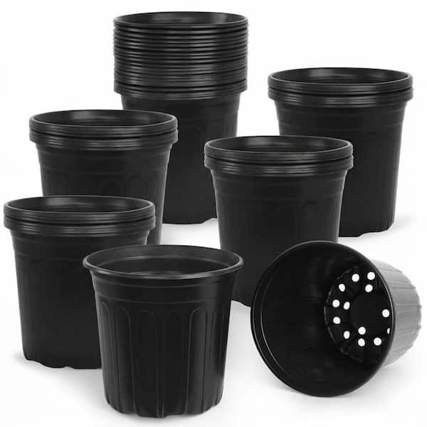 50 pcs 2 gal. Black Plastic Indoor Outdoor Plant Nursery Pots with Drainage Holes for Seedlings Transplanting 8 in.