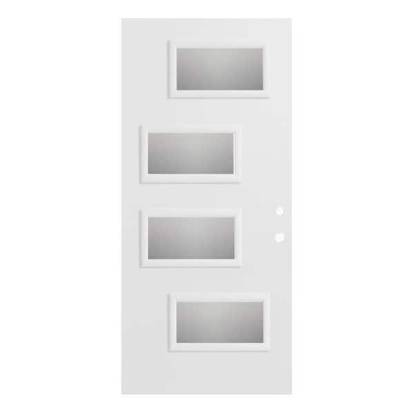 Stanley Doors 32 in. x 80 in. Beatrice Screen 4 Lite Painted White Left-Hand Inswing Steel Prehung Front Door
