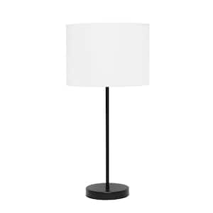 22 in. Black and White Stick Lamp with Fabric Shade