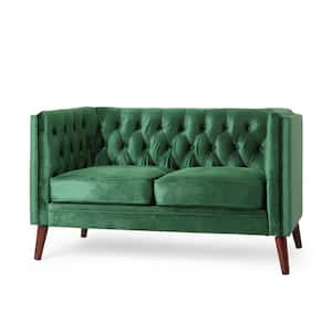 Riebe 53.50 in. Emerald Velvet Upholstered 2-Seat Loveseat