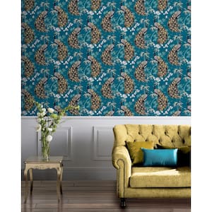 Opulent Peacock Teal Wallpaper