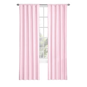 Kids Microfiber Thermaback Pink Solid Polyester 42 in. W x 63 in. L Blackout Single Rod Pocket Curtain Panel