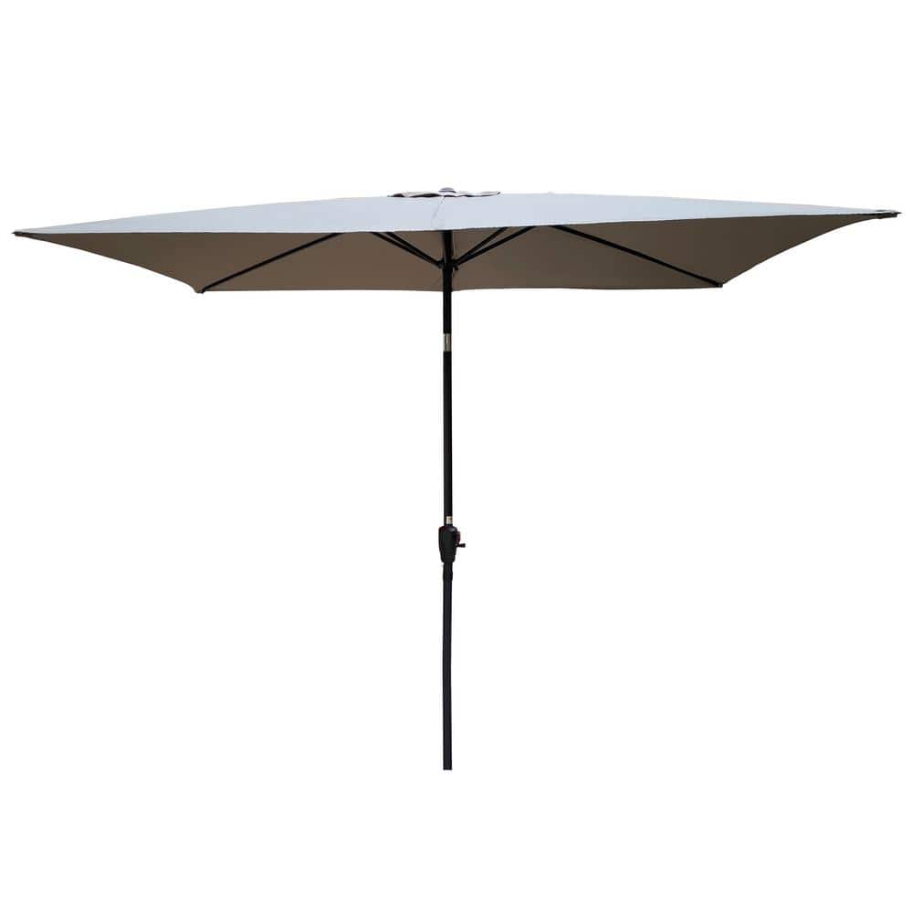 6 x 9ft Steel Beach Umbrella, Market Umbrella with Crank&Push Button Tilt f