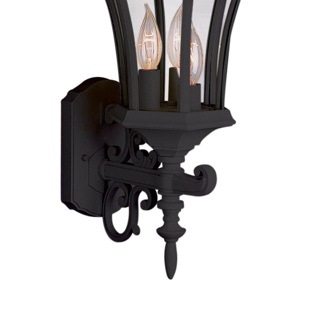 Burlington II Black 23.5" Glass 3-Light Wall Lantern