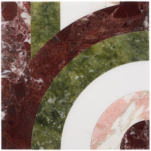 Elizabeth Sutton Bow Vertical Rainbow 12 in. x 12 in. Polished Marble Floor and Wall Mosaic Tile (1 sq. ft. /Each)