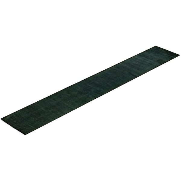 Overdyed Green 2 ft. x 16 ft. Solid Wool Indoor Runner Rug